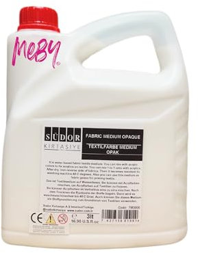Medio textil - 3 litros. Transforma pinturas acrílicas en pinturas para tela. Mejor adherencia a los textiles. Lavable a máquina y lavable. Medio de pintura textil