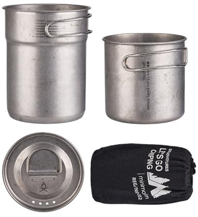 Ensemble de casseroles de camping – Batterie de cuisine compacte en acier inoxydable 304 | Poêles et casseroles de camping polyvalentes | Casserole de camping durable pour la cuisine en plein air et