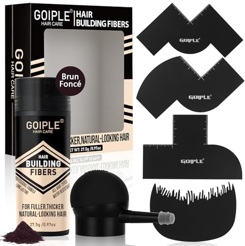 Hair Thickening Fibers & Pump Applicator Set - Hair Fibers Enhancement Spray Barber for Mens Hair&Beard- Hairline Enhancer & Volumizing Spray Barber Enhancement Card (Dark Brown)