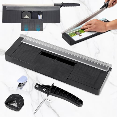 Srup Cortador de papel A4, Cortador de papel de guillotina de metal A4, Máquina de corte precisa para cartón, papel y manualidades, ideal para oficina, escuela, fotografía y álbumes de recortes