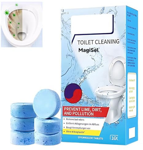 Nettoyant Wc, Desodorisant wc efficace, Produit WC, 16 Pastilles Nettoyage Puissant pour Toilettes et Urinoirs, Anticalcaire et Rafraîchissant, Formule Respectueuse de l'Environnement, WC Active Tabs