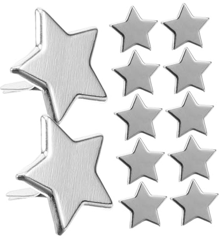 Ipetboom 100 Stück Mini Metall Brads Sterne DIY Basteln Scrapbook Befestiger Handwerk Zubehör Silber