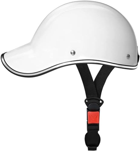 DOT Approved Vintage Open Face Bike Half Helmets, Retro Baseball Cap Style Scooter Cycling Street Electric Bicycle Moped Motorcycle ATV Helmet for Adults Men and Women(White)