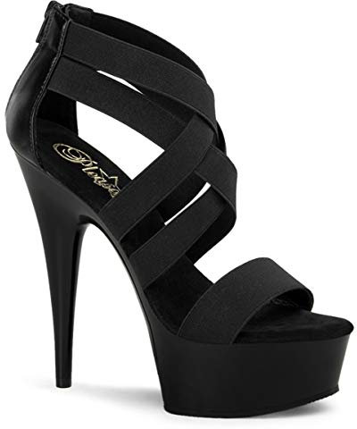 Pleaser Femme DELIGHT-669 Sandales Plateforme, Noir (Blk Elasticated Band/Blk), 36 EU