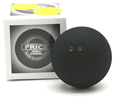 Price's Black Double Dot Squash Ball WSF Standard Ball Made in the UK (1 ball)