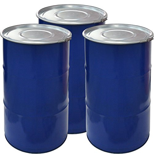 Juego de 3 barriles de metal abiertos, azul, 120 L, con tapa y anillo de bloqueo (3x23022)