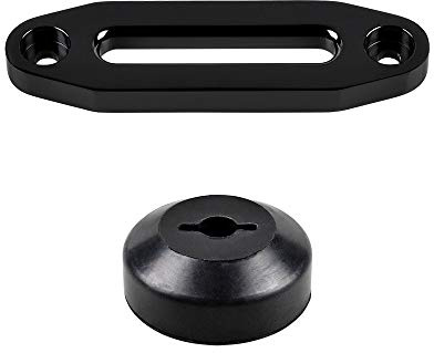 Astra Depot Anodized Black 6 x 2 Hawse Fairlead Aluminum 3500-5500lbs and Black Rubber Winch Rope Stopper for Off-Road ATV UTV Truck 4x4 Synthetic Winch Rope