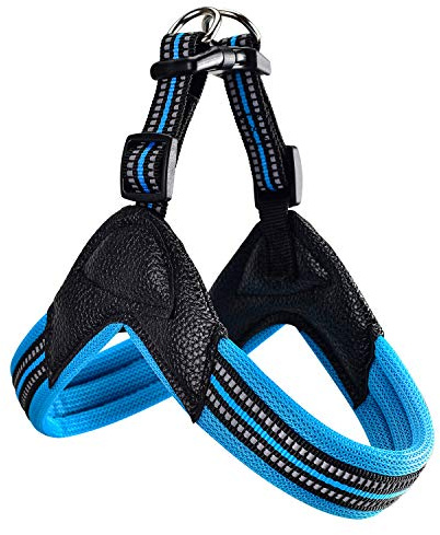 Dog Harness No Pull Ultra Soft Breathable Padded Pet Harness 2 Adjustable Botton, 3M Reflective Pet Harness for Dogs Easy Control for Small Medium Large Dogs (L, Blue)