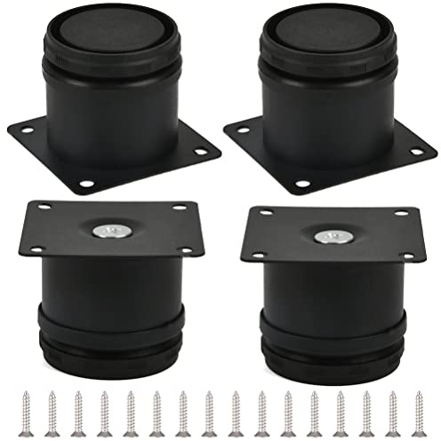 TIMESETL 4Pcs Pieds de Meubles Noir Pieds Réglables 50mm Hauteur Pieds de Meuble en Acier Inoxydable Épaissi Pieds de Table Pieds de Meubles Pieds de Meuble avec 16 Vis en Acier Inoxydable