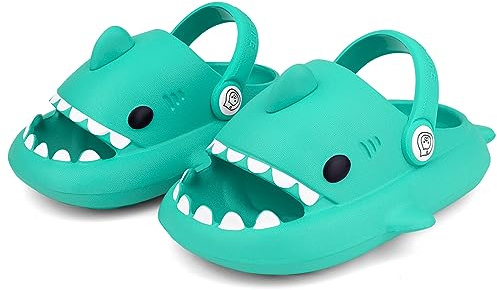 Strandflikar för Flicka Pojke Haj Duschskor Halkfria Tiger Pool Skor Sandaler Ljus Sommar Shark Slippers, 3 grön minthaj, 27/28 EU