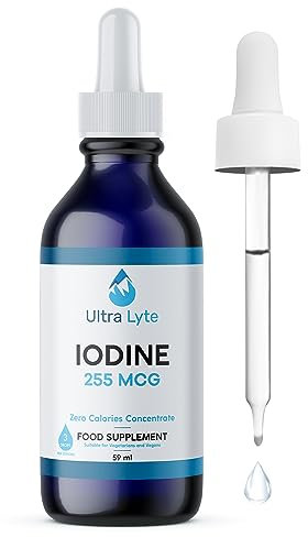 Ultra Lyte Iodine 255MCG – 59ml Iodine Supplement from Potassium Iodide – Optimal Thyroid Function, Hormone Production – Dietary Supplement for Cognitive Function, Normal Energy Levels