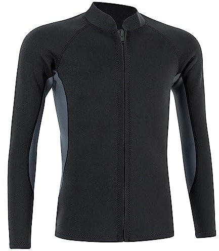 Neoprenanzug Top für Herren Damen, 2 mm Neopren Neoprenanzüge Top, Lange Ärmel, Thermo Tauchanzüge mit Front Reißverschluss, Thermal Tauchen Schwimmen Surfen Wetsuit Top
