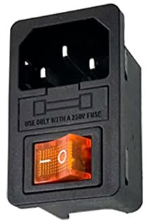 Mit 10A Sicherung! Roter Kippschalter Gesichert IEC320 C14 Einlass Steckdose Sicherungsschalter Stecker Stecker Stecker Rot Grün Blau Schwarz (Color : Yellow)