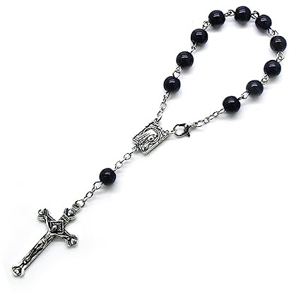 Hyclam Rosario da dito con perle, rosario per battesimo, per la prima comunione, regalo per festa di battesimo