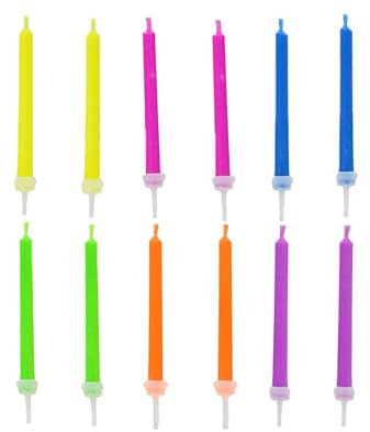 Buntleuchtende Party Kerzen,12Pcs Farbige Kerzen Geburtstag Kerzen mit bunter Flamme und Halter für Geburtstag Happy Birthday Kerzen Tortendeko