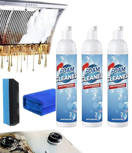 Rinse Free Foam Cleaner,Powerful Foam Cleaner,All Purpose Rinse Free Cleaning Spray,Kitchen Deep Cleaning Spray,Bubble Cleaner Foam Spray for Bathroom,Car,House (3 Pcs)