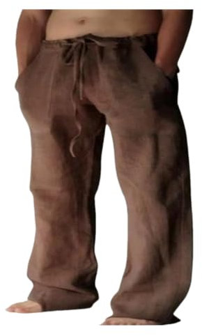 VDDTAGAM Chino Hose Elegante Jogginghose Herren Herrenhose Leinenhose Herren Kurz Männer Hosen Baggy Jogginghose Herren Performance Pants Herren Leichte Sommerhose Herren Stoffhose Her(Brown,5XL)