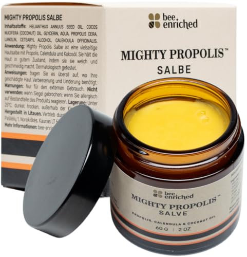 Mighty Propolis Salbe 60g | Hochkonzentrierte Bee Enriched Wund- und Heilsalbe mit Calendula | Pflegende Zugsalbe & Wundsalbe I Salbe gegen Juckreiz im intimbereich | Wundheilsalbe, Bee Creme Classic