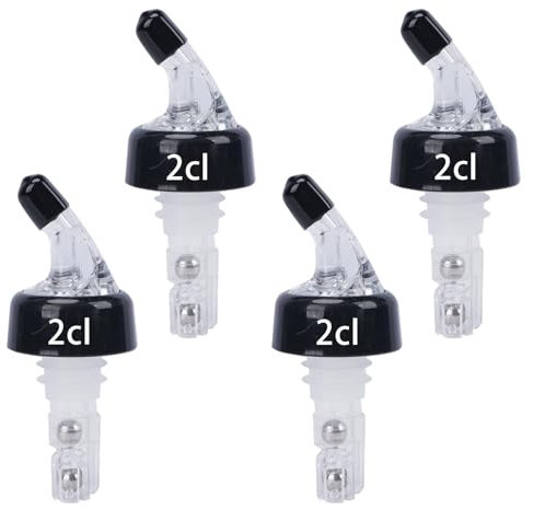 Minnhua 4 Pezzi Versatore Automatico Misurato 2cl Versatori per Bottiglie Plastica Liquore Beccucci Bottiglie per Collo Bottigli 18-20 mm Vino Versatore Bottiglia per Liquore Olio Cocktail Vino Bar