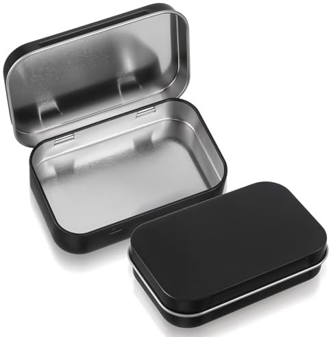 Xinjoduz 2 Stück Metalldosen mit Deckel Schwarz Kleine Aufbewahrungsbox Mini Tragbare Metalldöschen Blechdose für DIY Zuhause Sügigkeiten Ohrringen Kleinen Gegenständen Basteln