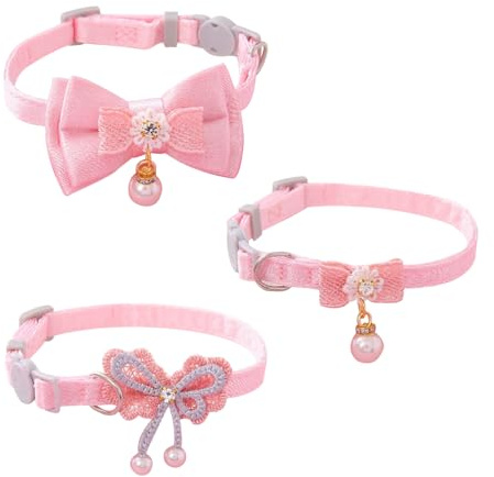 NYGGTYK 3 Piezas Collares para Mascotas, Suministros para Mascotas, Collares De Arco, Collares Lindos, Collares De Gato Ajustables