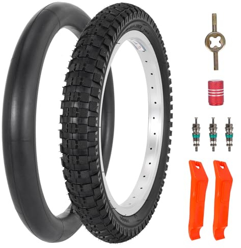 RUTU 16x2.4 Pneu et Chambre à air, Pneu de Vélo Pliant de 16 Pouces pour vélo Hors Route vélo d'enfant, 64-305 Compatible mx500 mx650