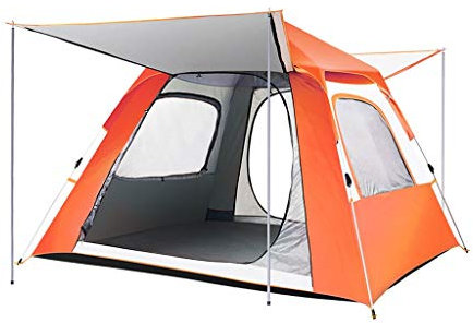 4-6 Person Quick Automatic Opening Camping Tent Easy Setup Big Family Tent Awnings Garden Pergola 240x240x155cm (Color : Orange)