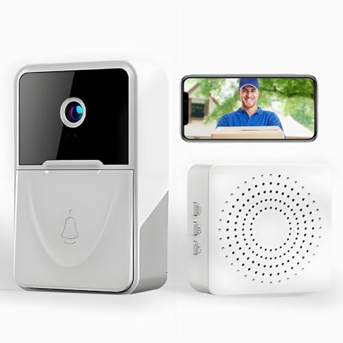 Sonnette vidéo sans Fil avec caméra,1080P Surveillance de Vision Nocturne HD,Résistant aux intempéries,interphone à Domicile, Prise en Charge des appels vocaux bidirectionnels (X03)