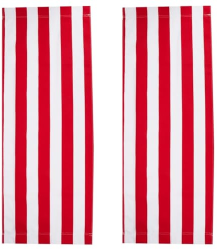 GORGECRAFT 115 x 43cm Ersatz Canvas Für Strandsessel 2 Teilige Ersatzbezüge Für Loungesessel Im Freien Rot Weiß Gestreift Tragbarer Liegesesselstoff Zur Entspannung Im Garten Und Innenhof