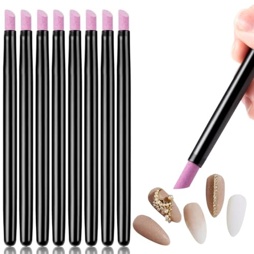 UEAVOID 8 piezas de lima de uñas de piedra de doble cabezal de cuarzo, herramienta para quitar cutículas, cortar, pulidor, herramienta de manicura.8pcs