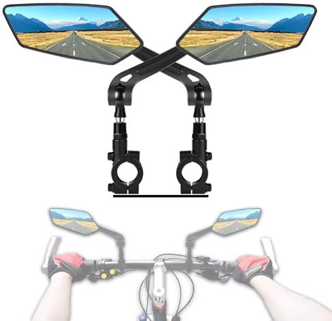 Ruimooto Set di specchietti per bicicletta sinistro e destro - Pieghevole e rotante a 360° per la sicurezza | Specchio laterale universale con visione senza distorsione per bicicletta, bici elettrica