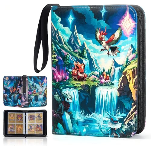 Album per Carte da Collezione 440 Carte – Album di Archiviazione con 50 Pagine Sleeve, Archivio Carte con Chiusura Zip – Compatibile con Carte Pokémon, Magic, One Piece – Idea Regalo per Collezionisti