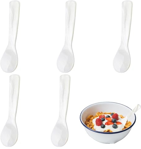 5 cucchiai di caviale, in madreperla, cucchiaio per uova in madreperla, cucchiaio da 8,8 cm, cucchiaio classico per caviale, cucchiaio per uovo, cucchiaio per caviale, gelato, kiwi, uova, caffè, sale