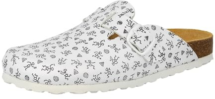 Lico Bioline Clog Print, Zoccoli Donna, Bianco Blanc Weiss Grau, 38 EU