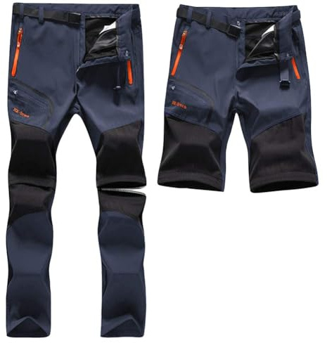 SANMIO Vandringsbyxor för Herr Utomhus Konvertibla Andningsaktiva Lättviktsbyxor för Klättring Funktionsshorts för Män med Dragkedja för Camping och Vandring Blå (konvertibla shorts) XXL
