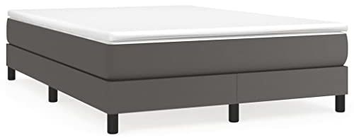 XHNIFBN Cama con somier de 140 x 200 cm en piel sintética gris, con colchón de muelles ensacados y colchón de 5 cm, diseño moderno y zona de descanso de dureza media para dormitorio, habitación de
