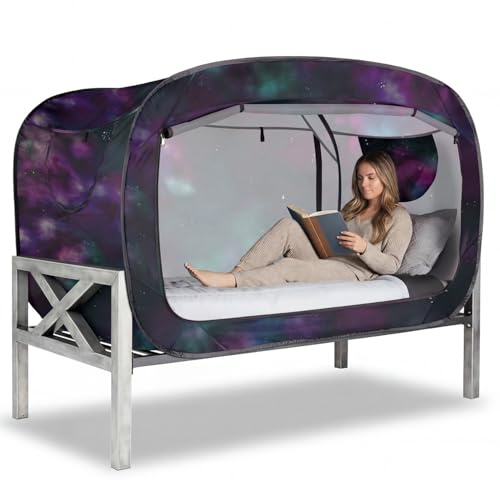 ANC POP Bed Tent Twin Bed Canopy Portable Dream Tent for Kids and Adult Indoor Sleeping Tents with 2 Doors Breathable Private Space Tents, Galaxy