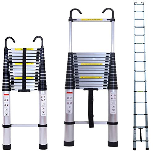 6,2 m Teleskop-Klapp-Verlängerungsleiter Mehrzweck-Stufen 20,34 Fuß mit abnehmbaren Haken Max. Belastung 150 kg für superhohe und sichere Mehrzweck-Aluminium-Auszugsleiter