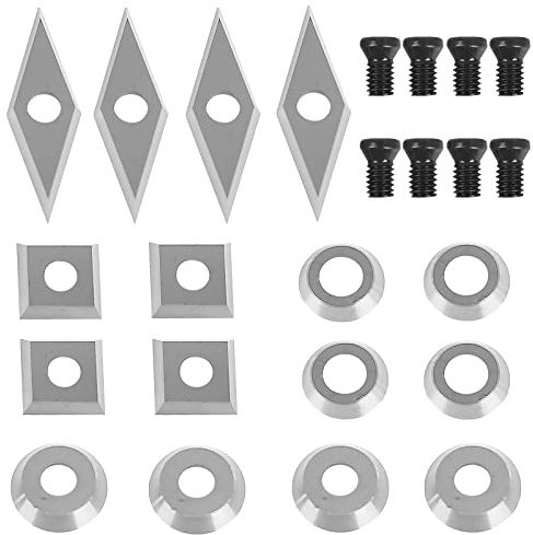 Inserti In Metallo Duro, 16PCS Set Utensili Per Tornitura Legno Set Frese Per Inserti Metallo Duro Cnc Per Tornitura Legno Accessori Per Tornitura A Forma Diamante/Rotondo/Quadrato Con Viti M4
