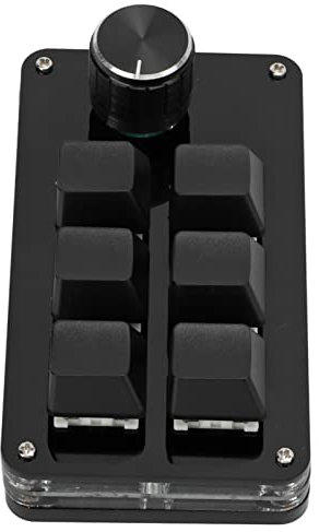 One Handed Mechanical Keyboard Multifunction 6 Key Mini Gaming Keypad Shortcut Programmable Keyboard with Knob Stream Deck Mini (Black)