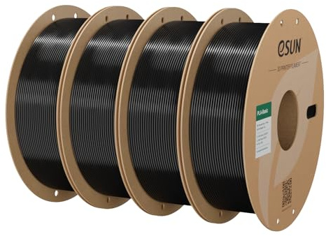 eSUN PLA Filament 1.75mm, PLA Basic 3D Drucker Filament Maßgenauigkeit +/- 0.03mm, 1KG pro Spule, 4 Spulen 3D Druck 3D Filament, Schwarz