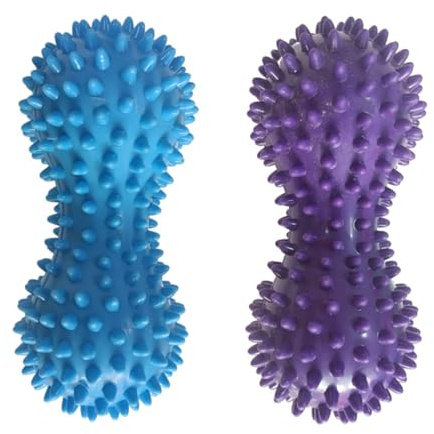 SquEqu 2 Pack Peanut Massage Ball Roller Spiky Double Lacrosse Balls Trigger Point for Stress Reflexology Foot Muscle Therapy Deep Tissue Relieve Strength Exercise Fitness Body
