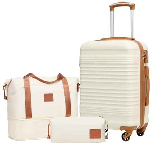 COOLIFE Luggage Sets 3 Piece 20 Inch Carry On Suitcase Set ABS+PC Shell TSA