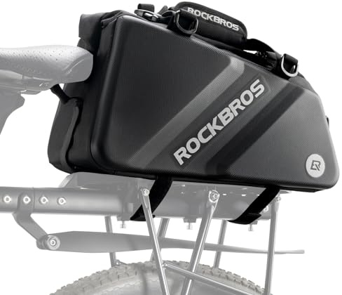 ROCKBROS Cykel bakre pakethållare väska 11,6 L cykelsadel bakre rack cykelväska hårt skal med axelrem reflekterande svart
