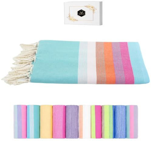 Sandrella hamam-handduk bastu kvinnor och män stor 100 x 200 bomull strandhandduk filt pestemal | turkos