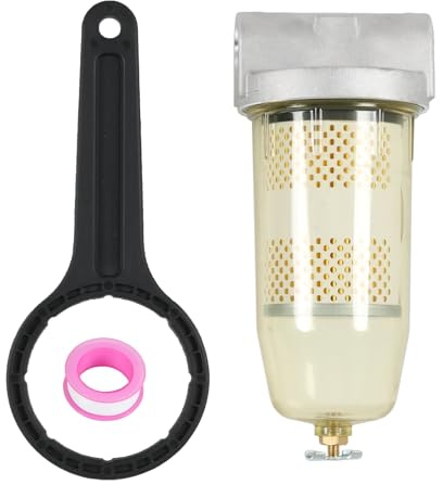 DICMIC Fuel Tank Filter Assembly with Wrench Replacement for Gasoline and Diesel Water Separate 30 Micron Max 25 Gpm 150 Psi with 3/4” NPT Top Cap