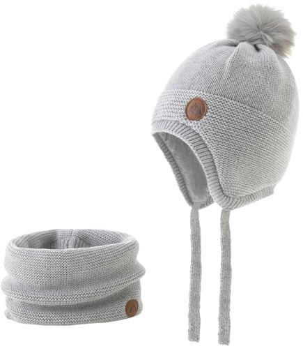 Monimo 100% Baumwolle Baby Wintermütze Kinder Warm Earflap Baby Beanie fur Jungen & Mädchen Grau 51 ST