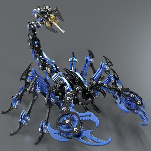 Metalkitor Scorpion - Kit puzzle 3D in metallo per adulti e ragazzi, 454 pezzi, modelli di assemblaggio meccanico, 4 ore di costruzione, ideale per regali e decorazioni (blu e nero)