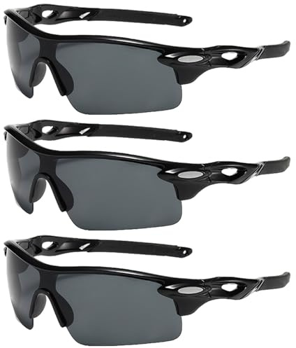 3 Pièces Lunettes de Soleil de Sport, Lunettes de Soleil Polarisées de Sport, Lunettes de Soleil de Cyclisme Polarisées, Lunettes de Vélo de Plein Air de Protection, pour Le Ski, la Course à Pied