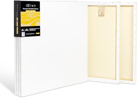 Elan Toile Peinture 60x60 380 g, Lot de 4 Toiles à Peindre 100% Coton, 380 GSM Canvas Painting 60x60, Toile à Peindre Grand Format, Canvas 60x60